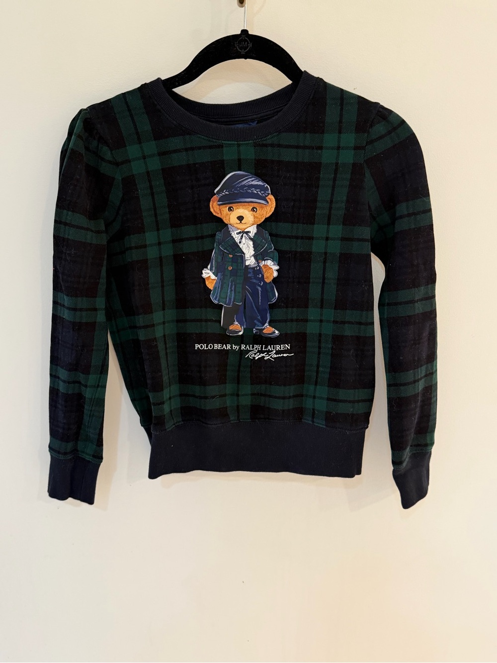 Ralph Lauren Polo Bear Girls' Plaid Fleece Sweatshirt